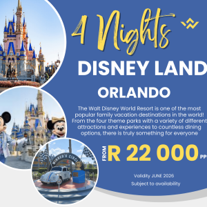 4 Nights Disney Orlando includes 3-day Disney Park Hopper pass